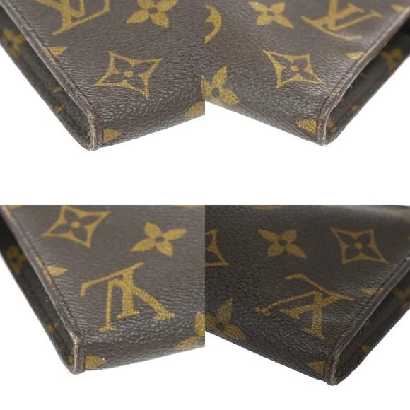 LOUIS VUITTON LV Logo Bucket GM Pouch Bag Monogram Leather Brown GHW - Picture 10 of 13